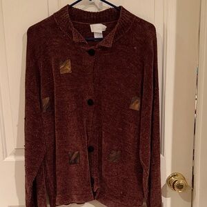Women's Brown Button-Up Sweater Size M